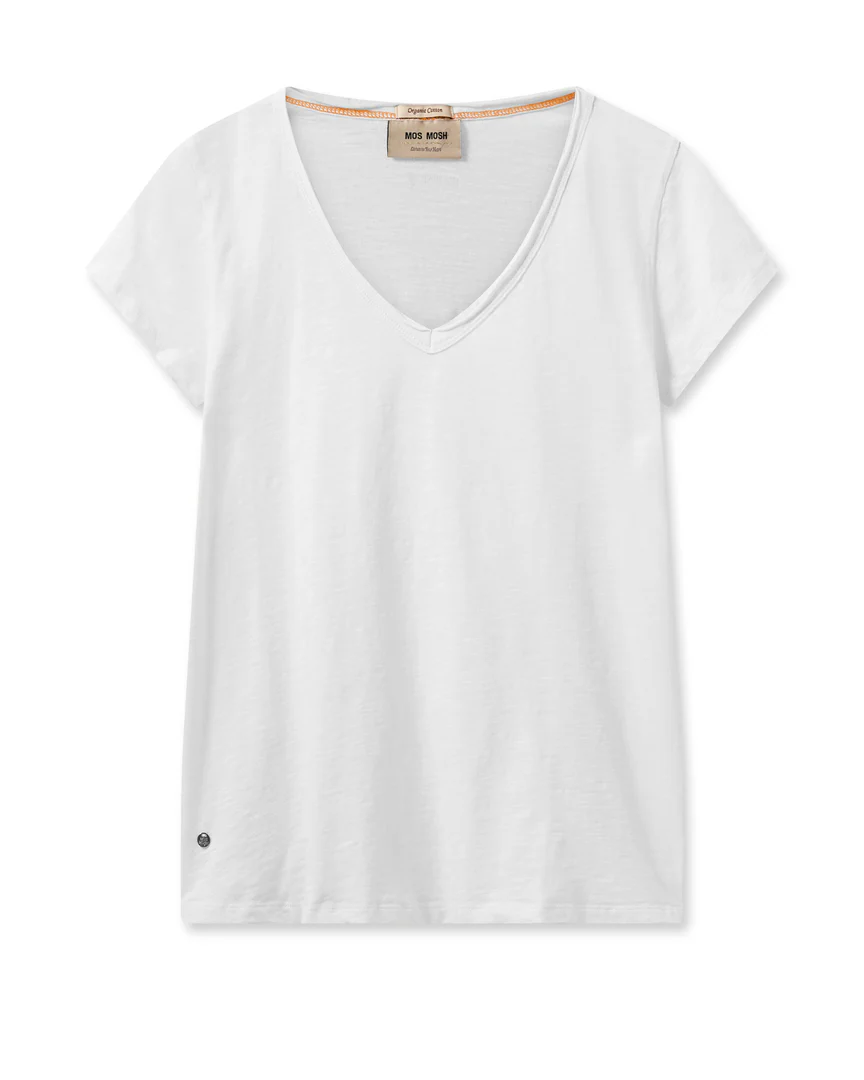 Mos Mosh  Tulli V-SS Basic t-shirt - hvid