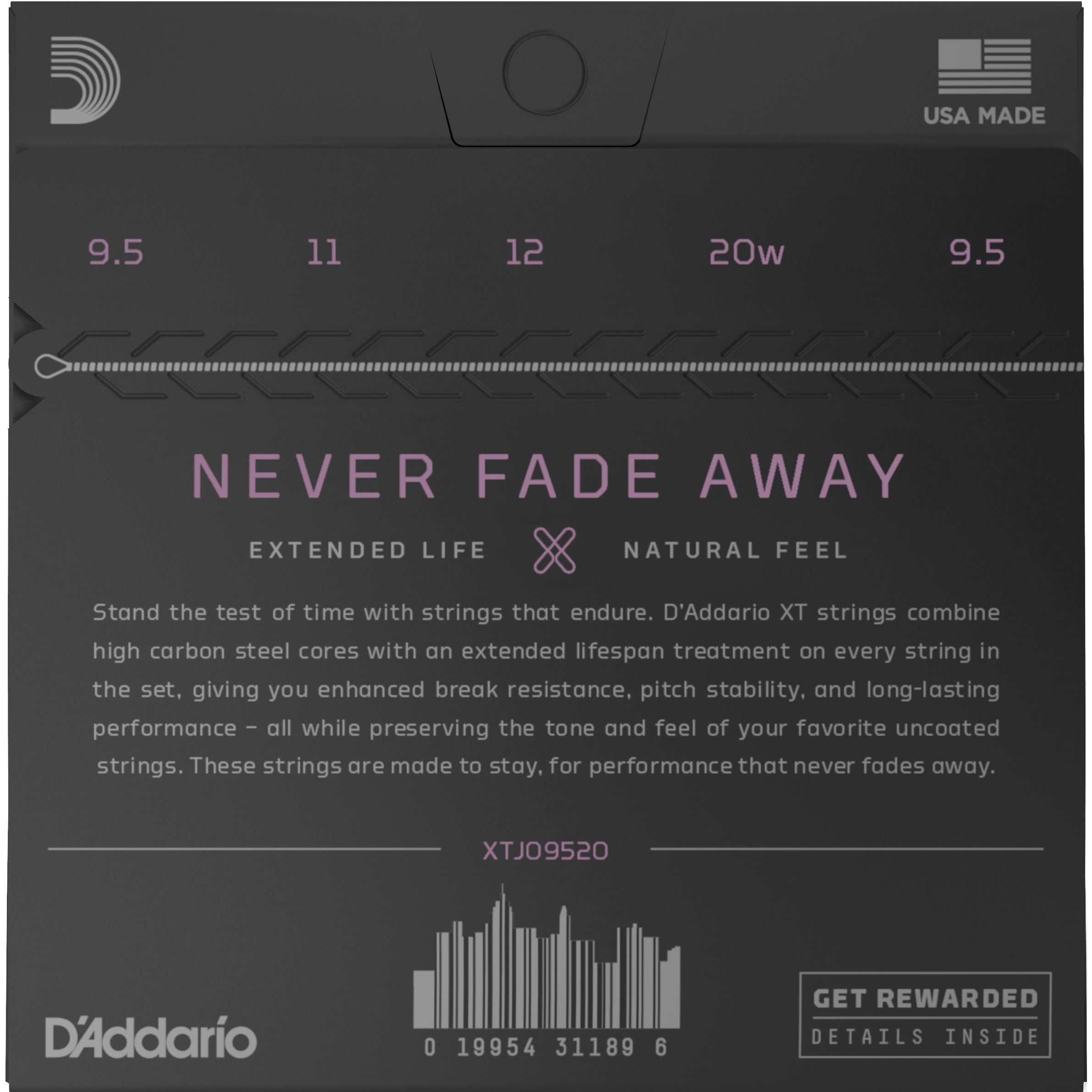 D'Addario XTJ09520 Stainless Steel Custom Light 9.5-20