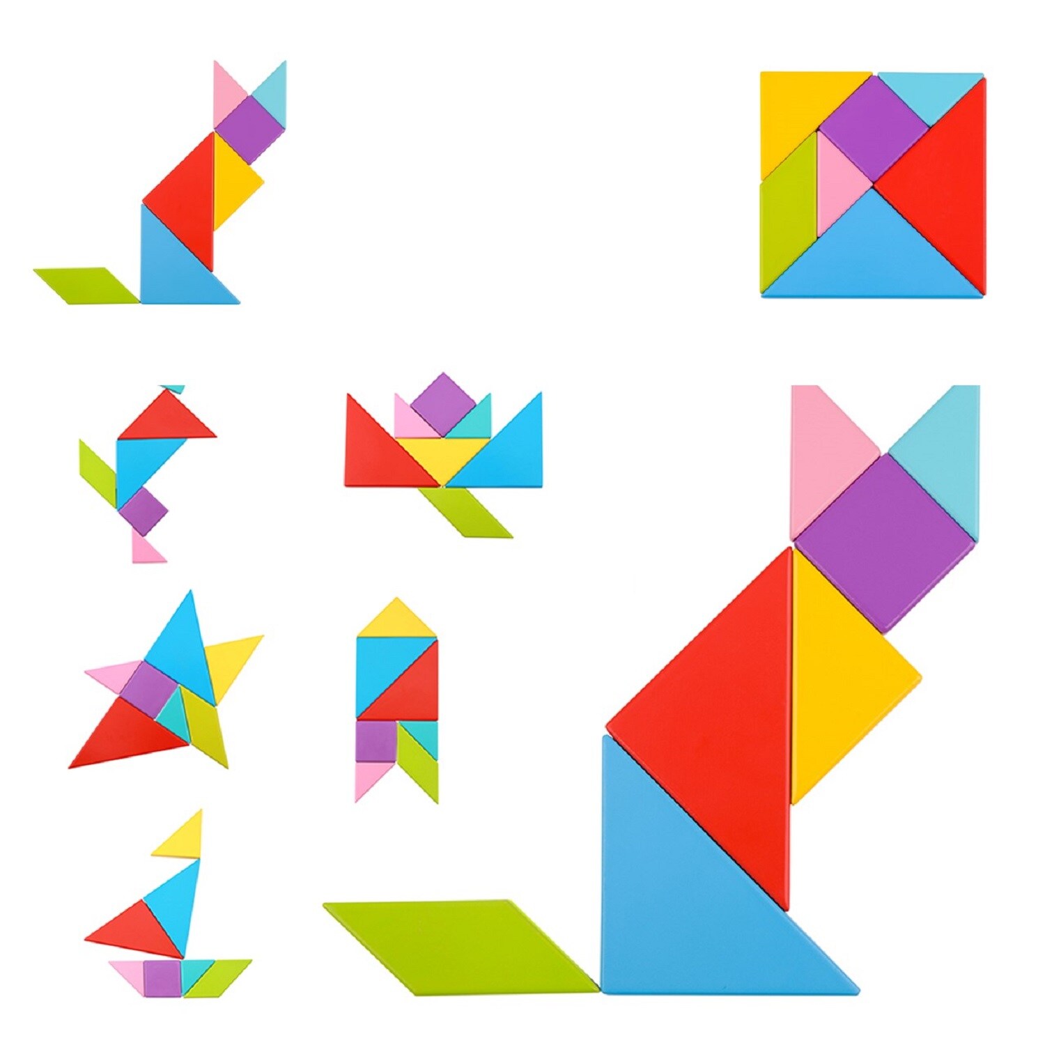 Tooky Toy Holz Puzzle Tangram TY879, 40-teilig, geometrische Formen, ab 3 Jahren rot