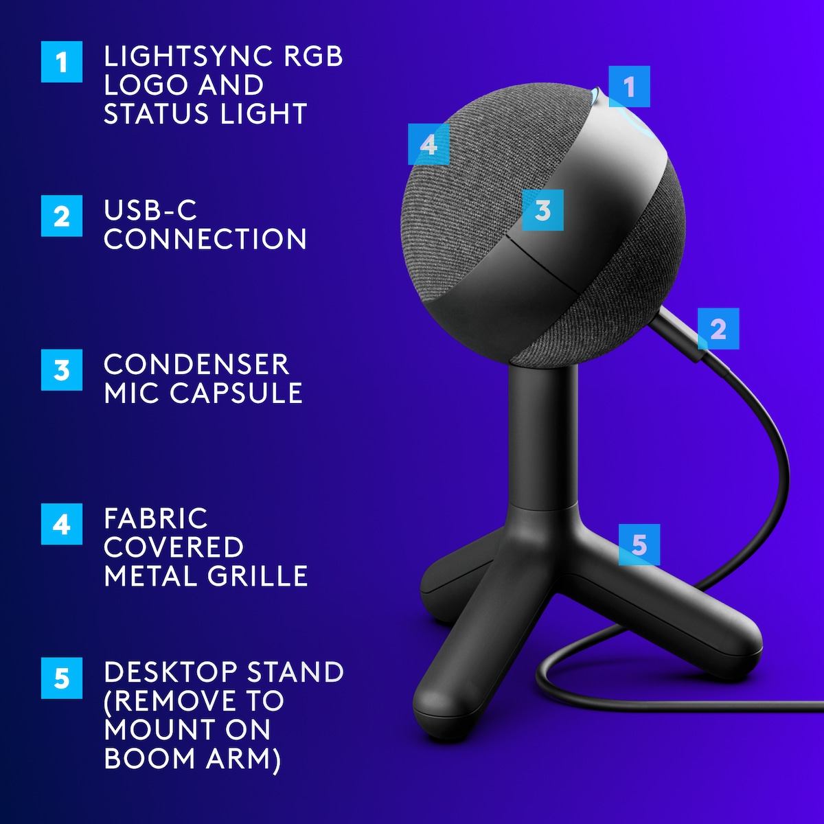 Logitech G Yeti Orb gamingmikrofon (sort)