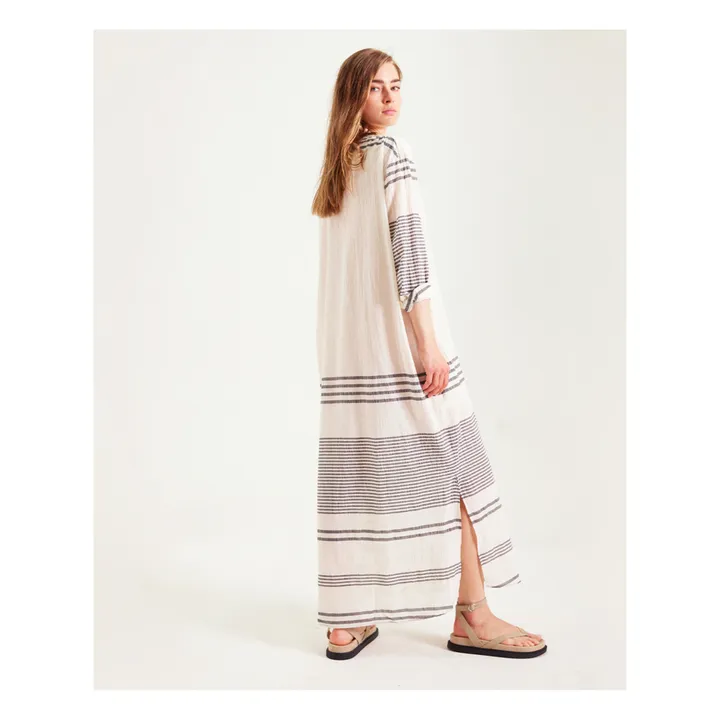 Sacrécoeur Robe Nina Rayures Gaze de Coton Bio | Ecru