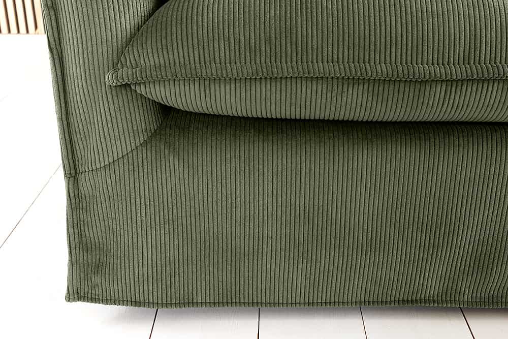 Großes 3-Sitzer Sofa HEAVEN 200cm grün Cord Federkern Hussensofa