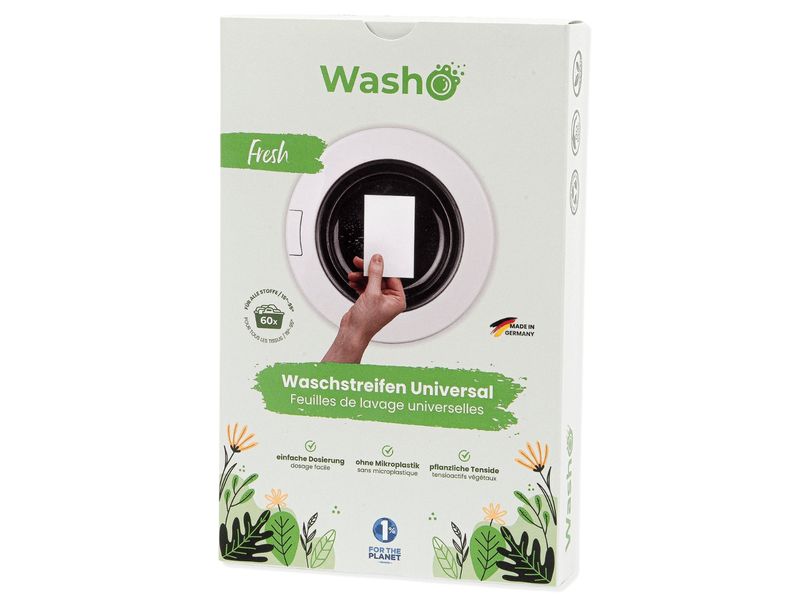 Washo Waschstreifen Fresh Breeze 60 Stück Praktische Waschmittelstreifen mit Frischeduft