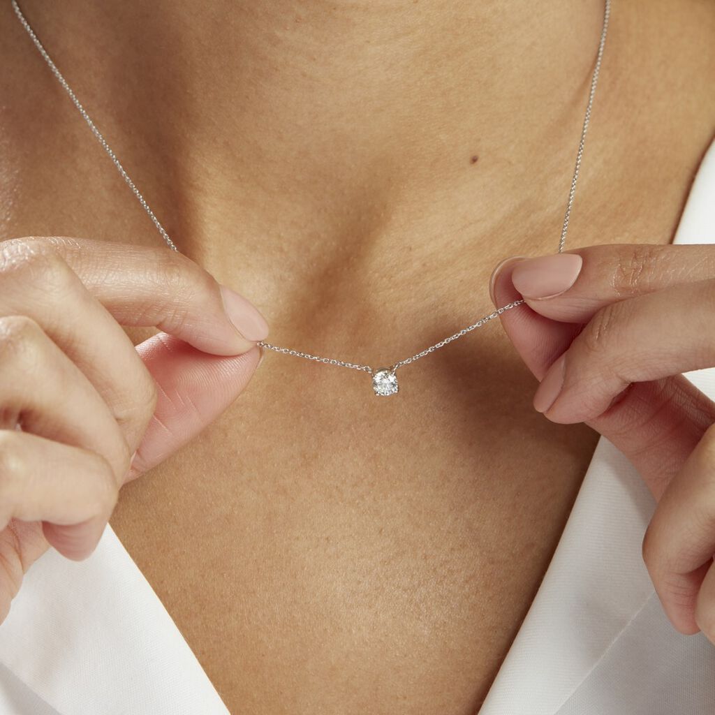 Collier Solitaire Victoria Platine Blanc Diamant