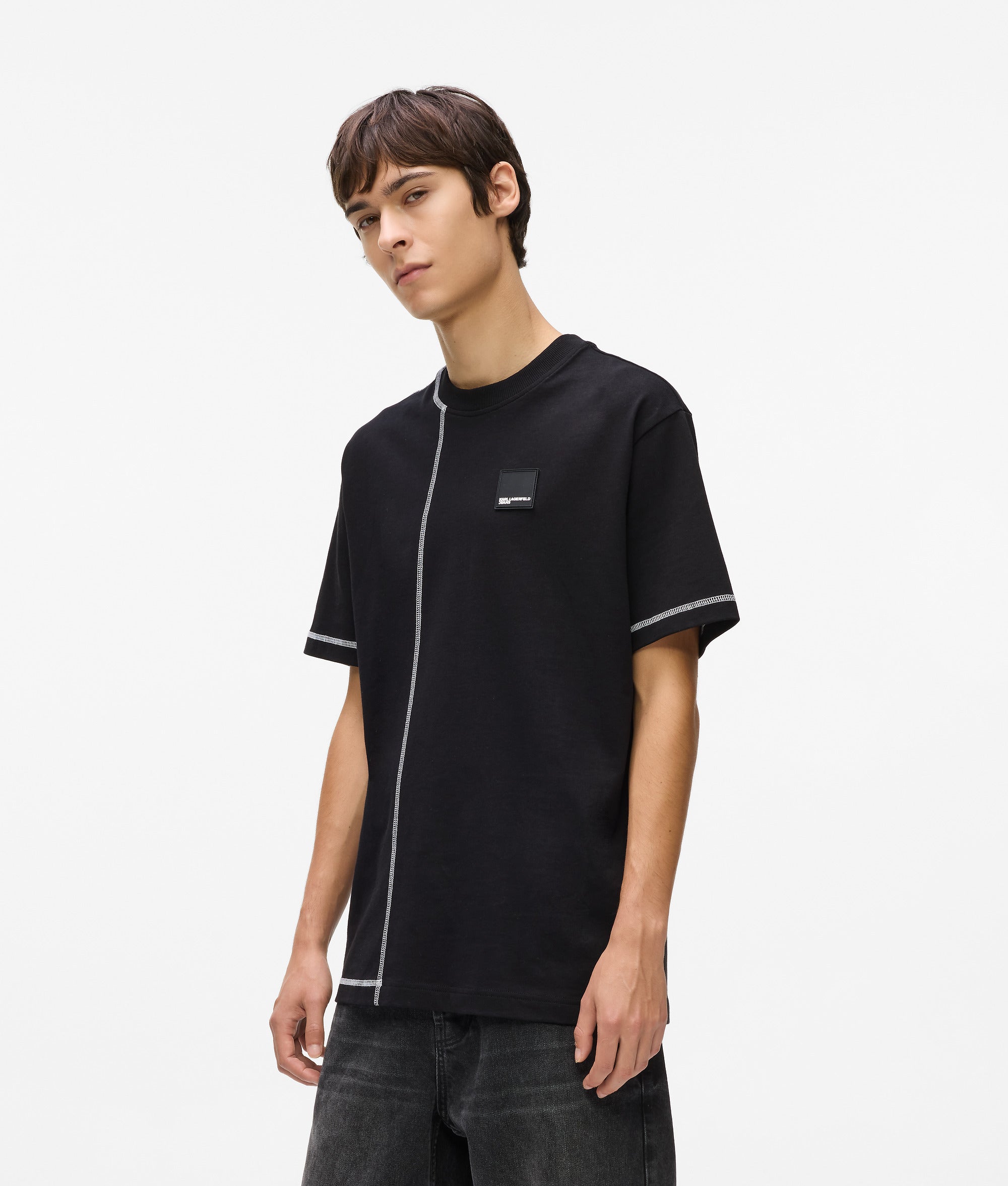 T-shirt met contrasterend stiksel