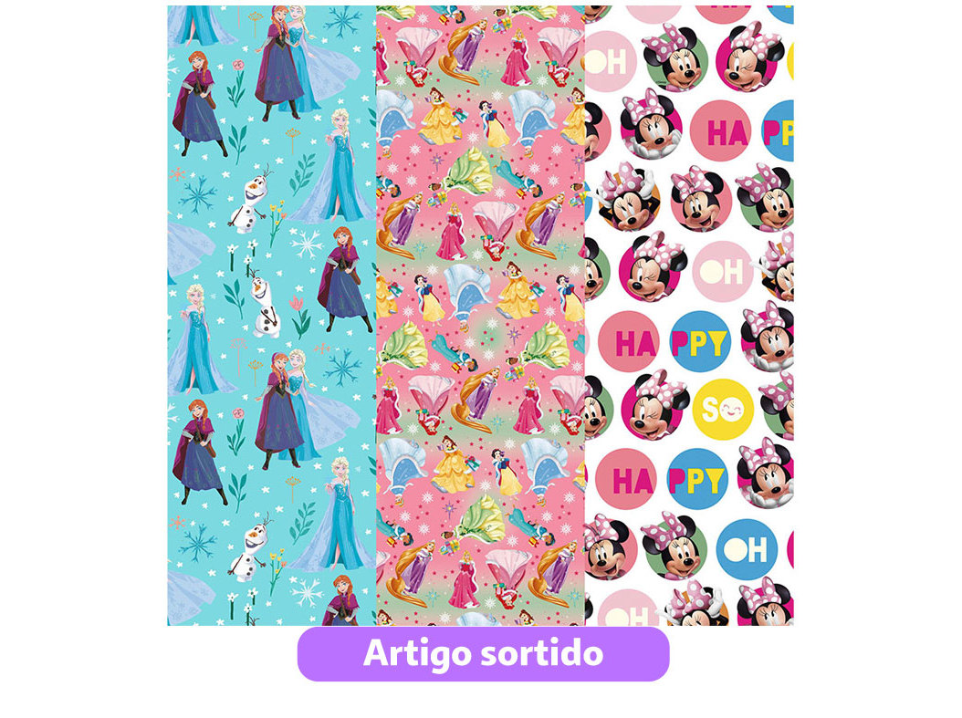 ROLO PAPEL EMBRULHO DISNEY 2M MODELOS SORTIDOS
