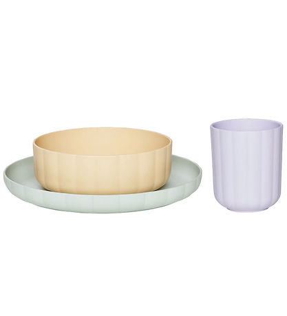 OYOY Geschirr-Set - Biokunststoff - 3 Teile - Pullo - Pale Mint/