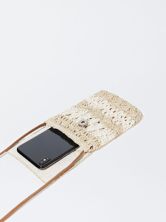 Bolsa de palha para celular - Bege