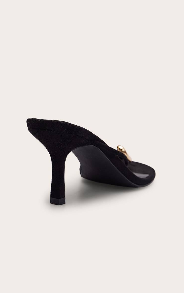 Noir Mules À Talons Avec Bride Orteil Et Détail Doré