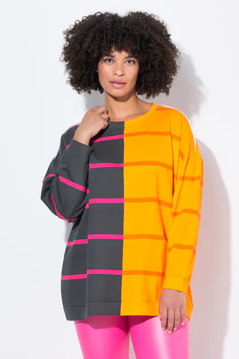 Sweatshirt, oversized, Streifenmix, anthrazit
