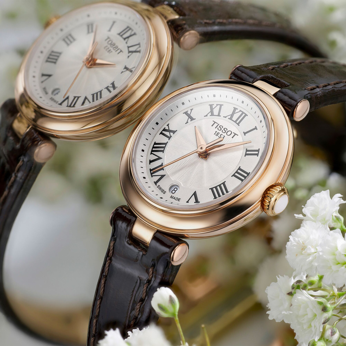 Montre TISSOT T-lady femme bracelet cuir brun