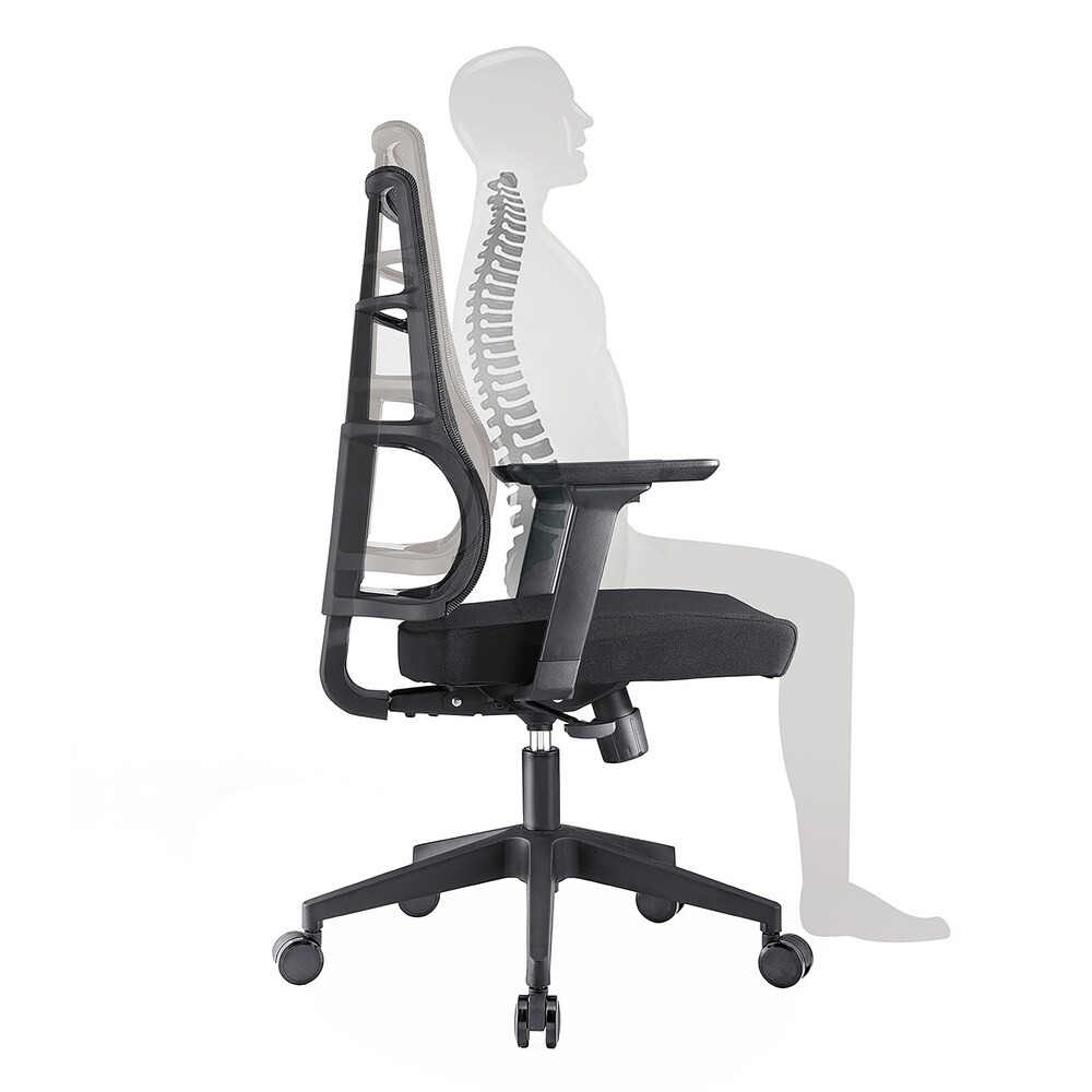 Profi Bürostuhl SPINIO Stoff/Netzstoff mit Armlehnen (höhenverstellbar) hjh OFFICE