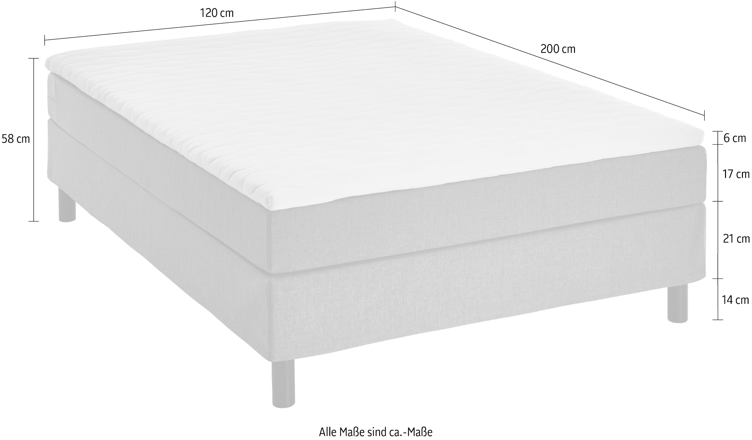 ATLANTIC home collection Boxbett »Happy« ohne Kopfteil, mit Topper, wahlweise mit oder ohne Bettwaren