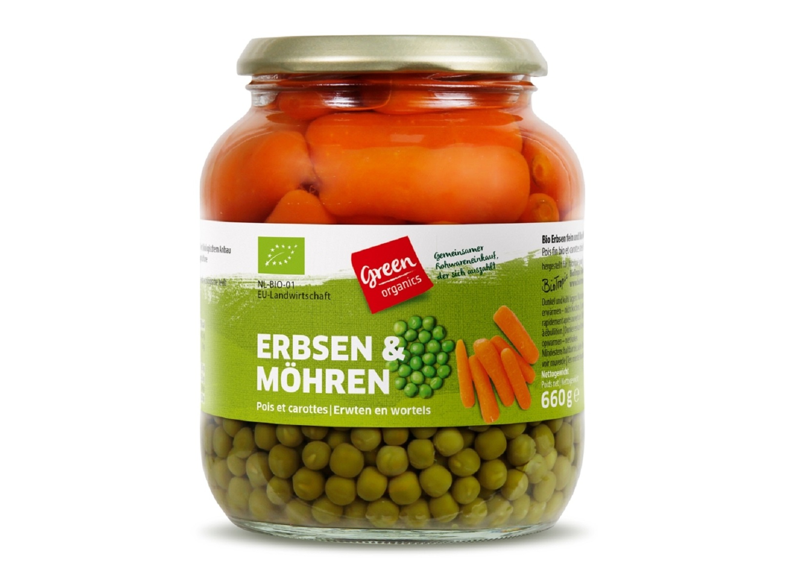 ERVILHAS E CENOURAS GREEN BIO 660G (425G)