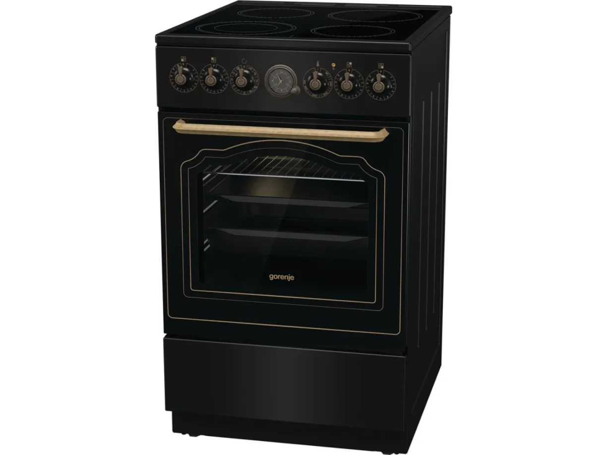 Gorenje Classico GECS5B70CLB - Komfur - med dampfunktion - fritstående - bredde: 50 cm - dybde: 59.4 cm - højde: 85 cm - med selv-rengøring - sort