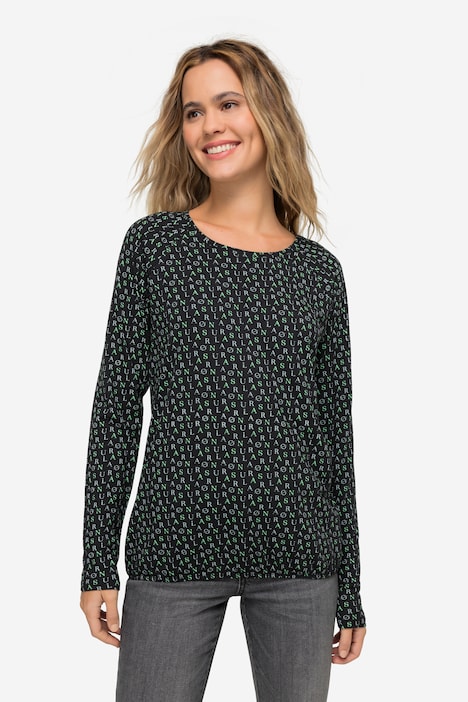 T-Shirt, allover Print, Rundhals, Langarm, OEKO-TEX