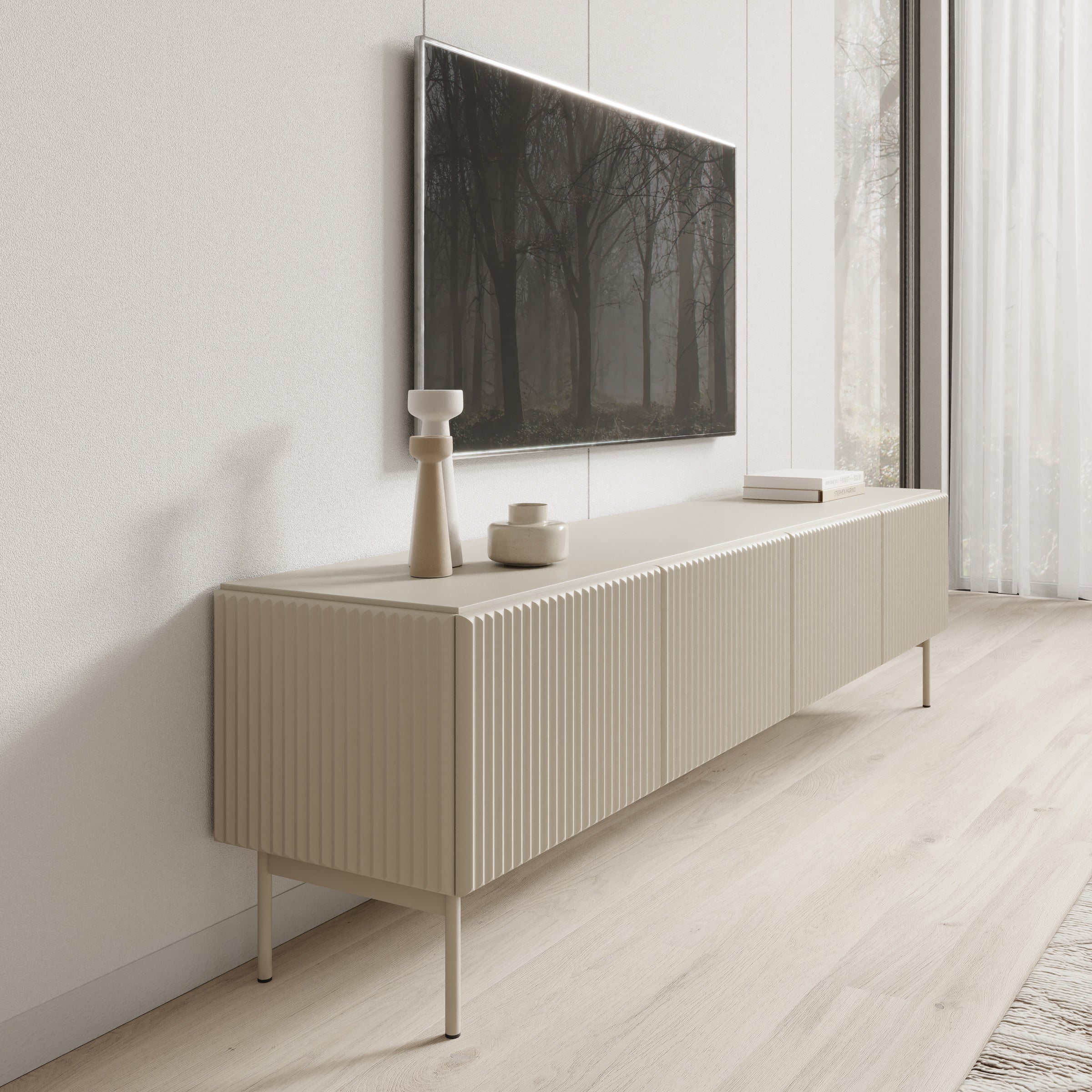 Meubella - Marajo - TV-Meubel - Beige - 195 cm