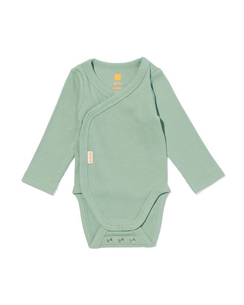 body croisé évolutif côtelé nouveau-né avec bambou stretch vert