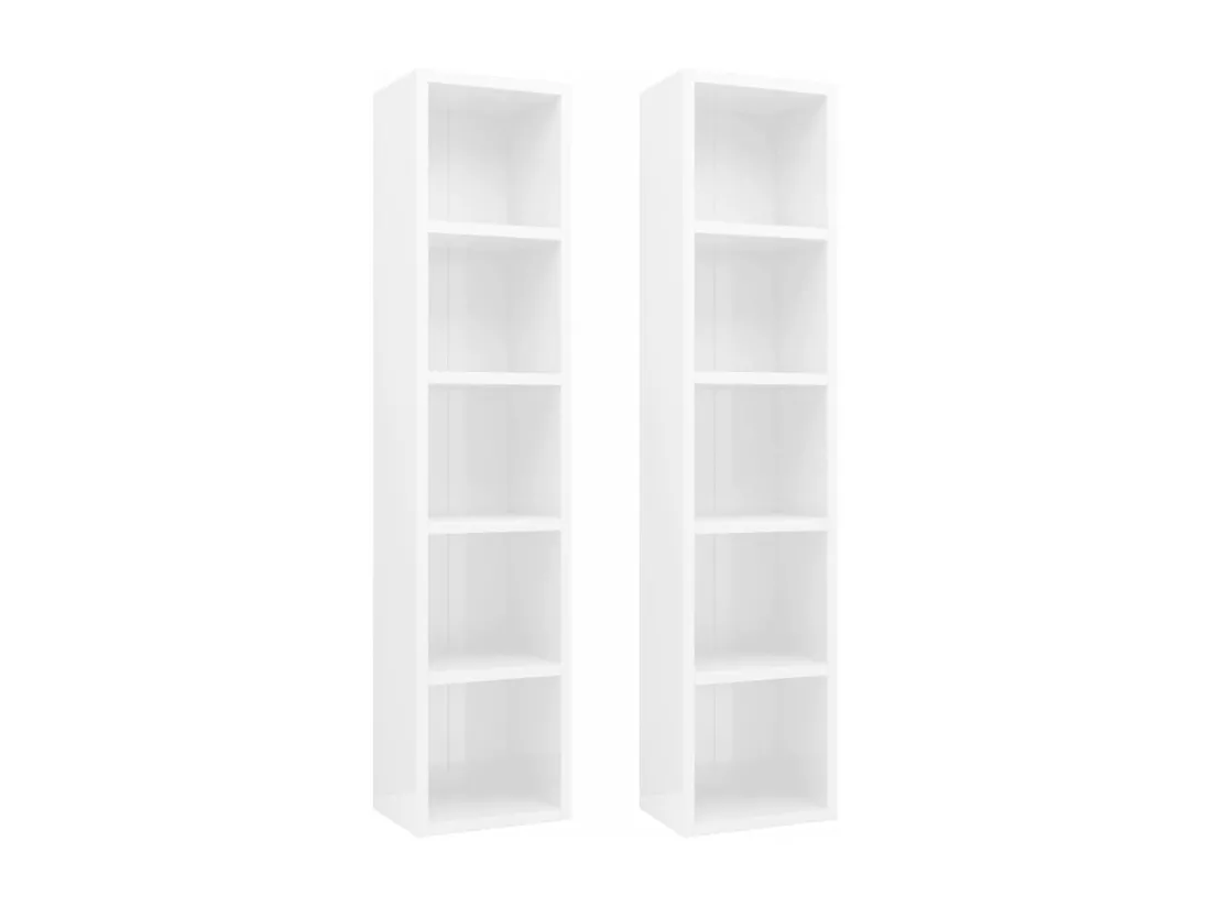 Armoires à CD 2 pcs Blanc brillant 21x16x93,5 cm
