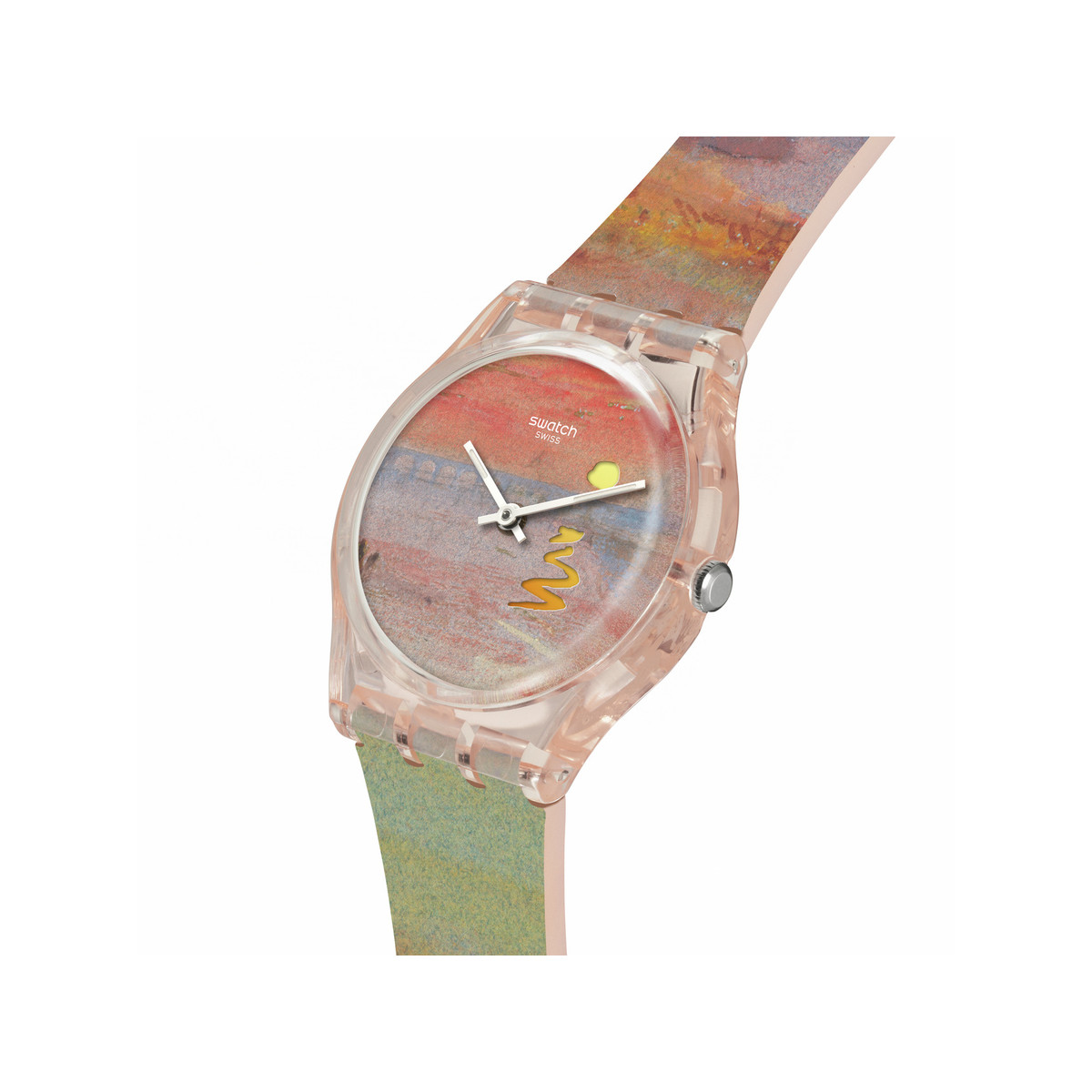Montre SWATCH Gent biosourced Turner's Scarlet sunset femme bracelet silicone rose