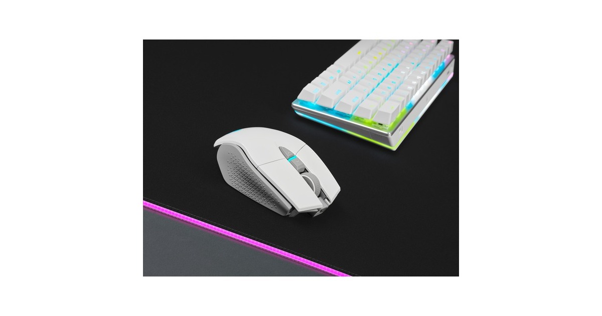 CorsairM65 RGB ULTRA WIRELESS gaming muis  (Wit/lichtgrijs, 26,000 DPI, USB | 2,4 GHz | Bluetooth)