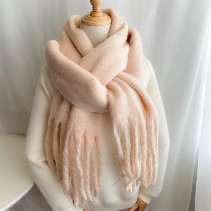 (230x40cm) Damen Quasten Schal Winter Fashion Accessoire - Beige