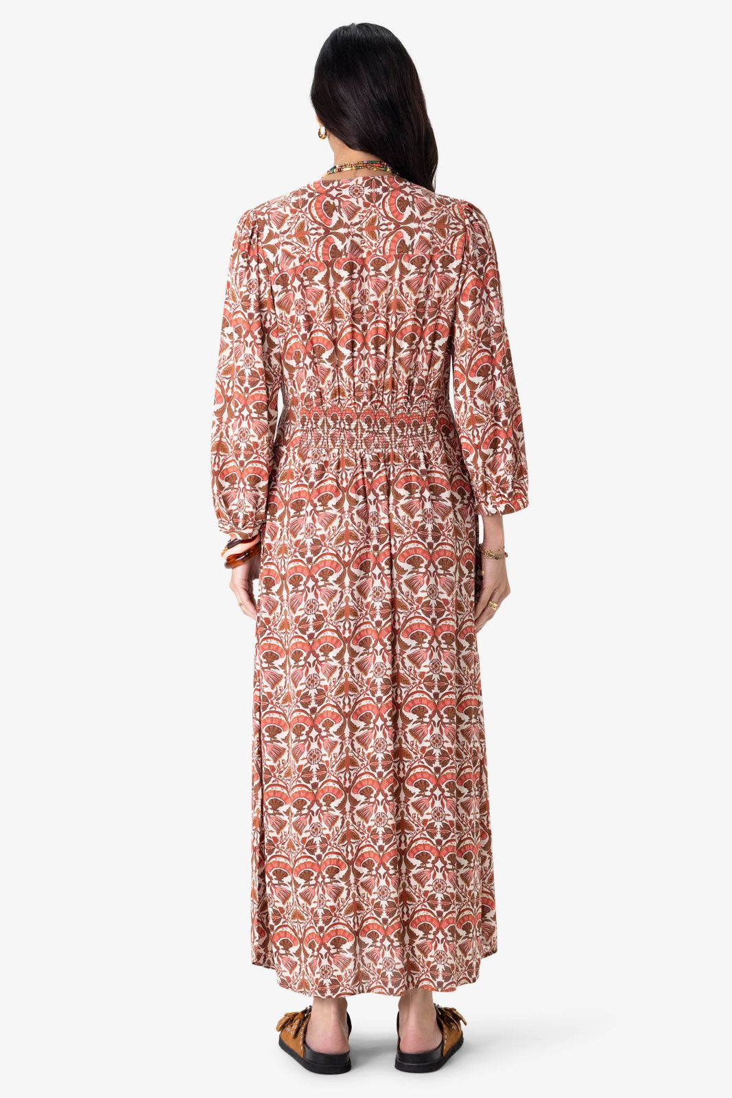 Rode maxi jurk met bloemenprint