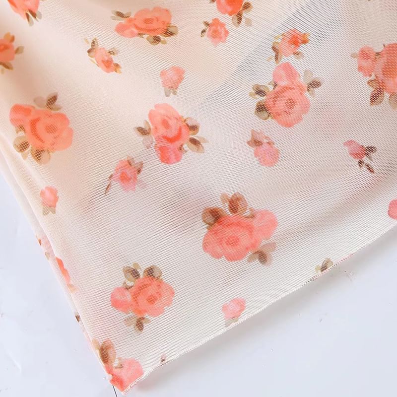 SugaYuja - Mouwloze bloemen midi bodycon jurk