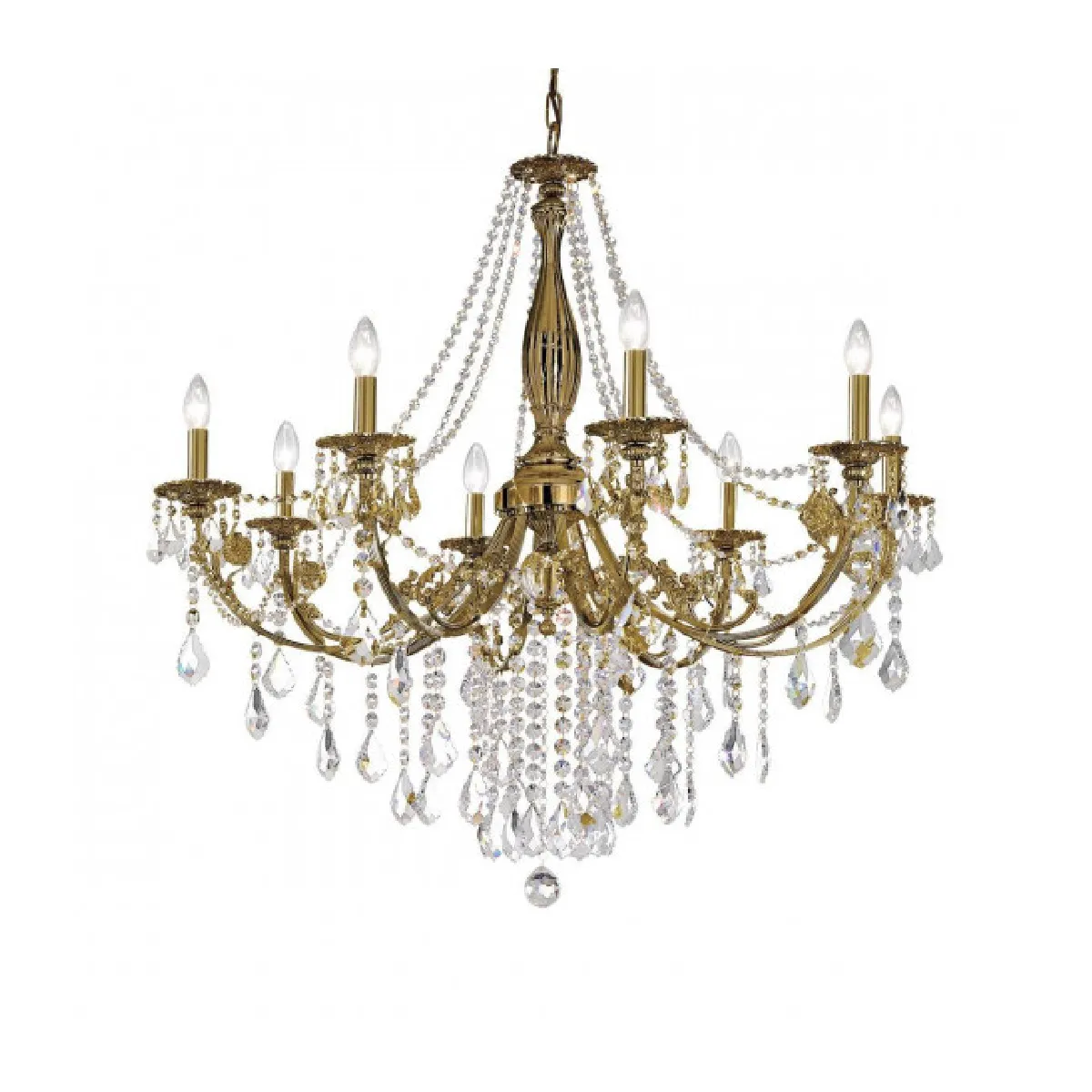 Luminaire Center Chandelier PISANI CRYSTAL 8 Ampoules - Laiton Antique