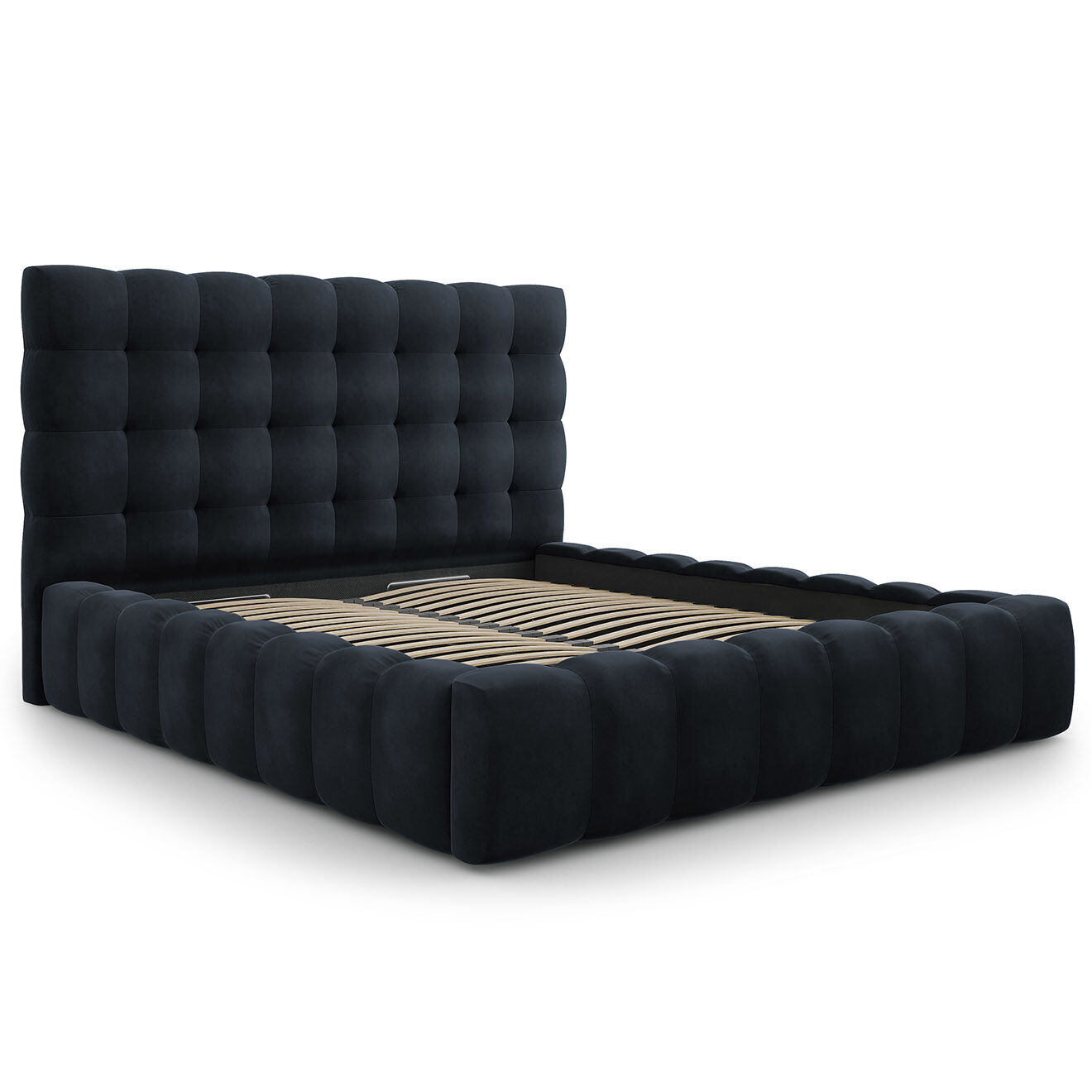 Cosmopolitan Design Lit avec coffre de rangement Bali Velours bleu foncé - 180x200 cm