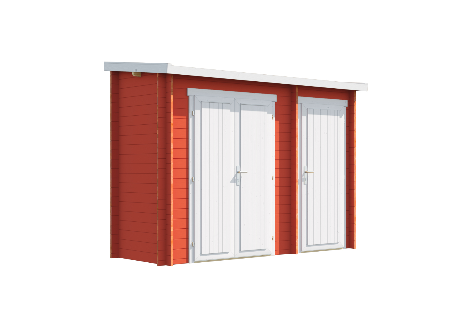Blockbohlenhaus - schwedenrot - Fichtenholz massiv - 300x105 cm