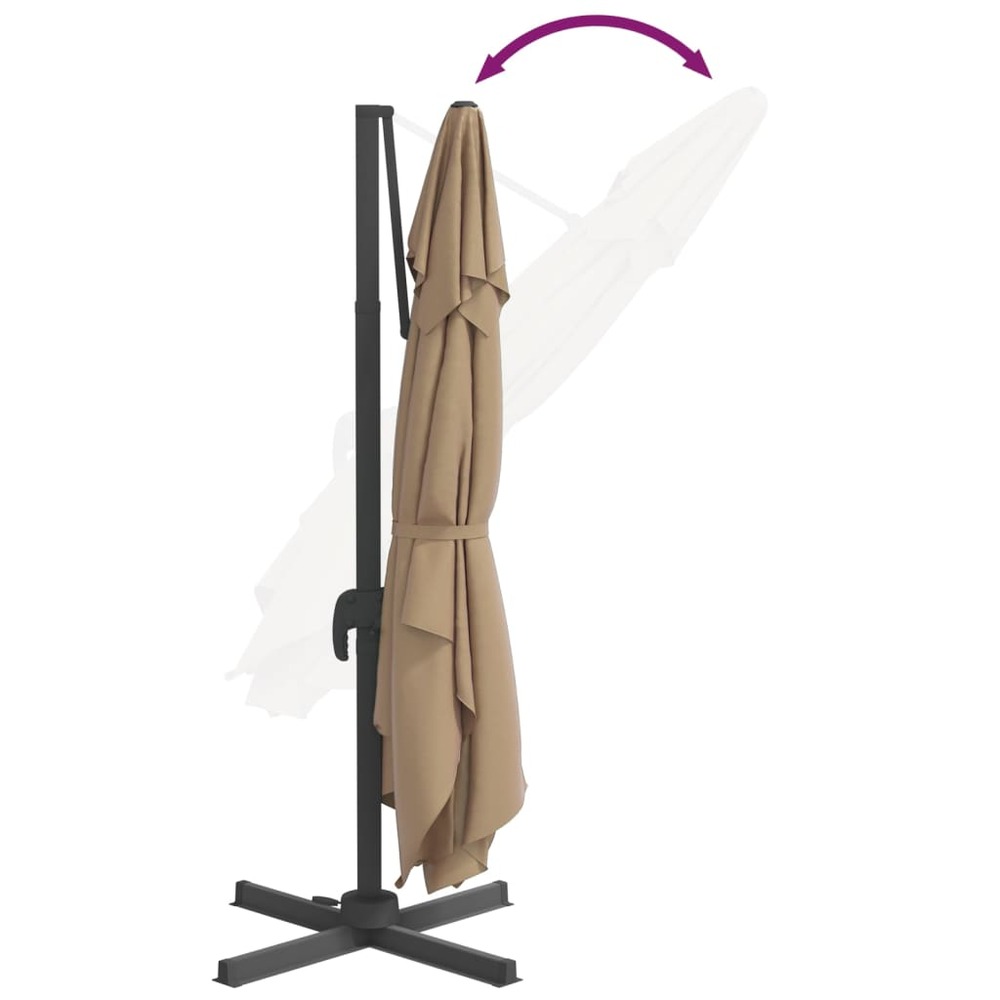 Parasol meuble de jardin cantilever à led 400 x 300 cm taupe