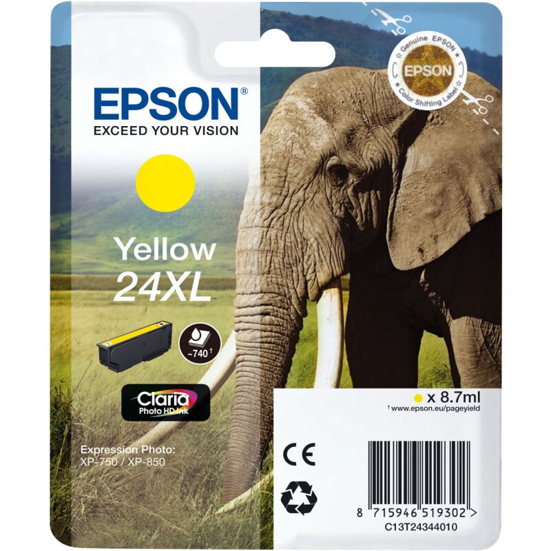 Cartouche Epson 24XL Haute capacité couleurs séparées pour imprimante jet d'encre