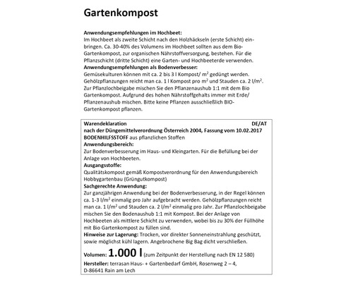 Grote zak biologische tuincompost 1000 L