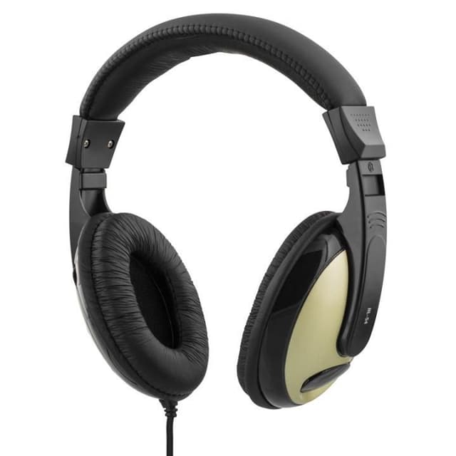 DELTACO høretelefon, volumekontrol, 2,5m kabel, sort/guld