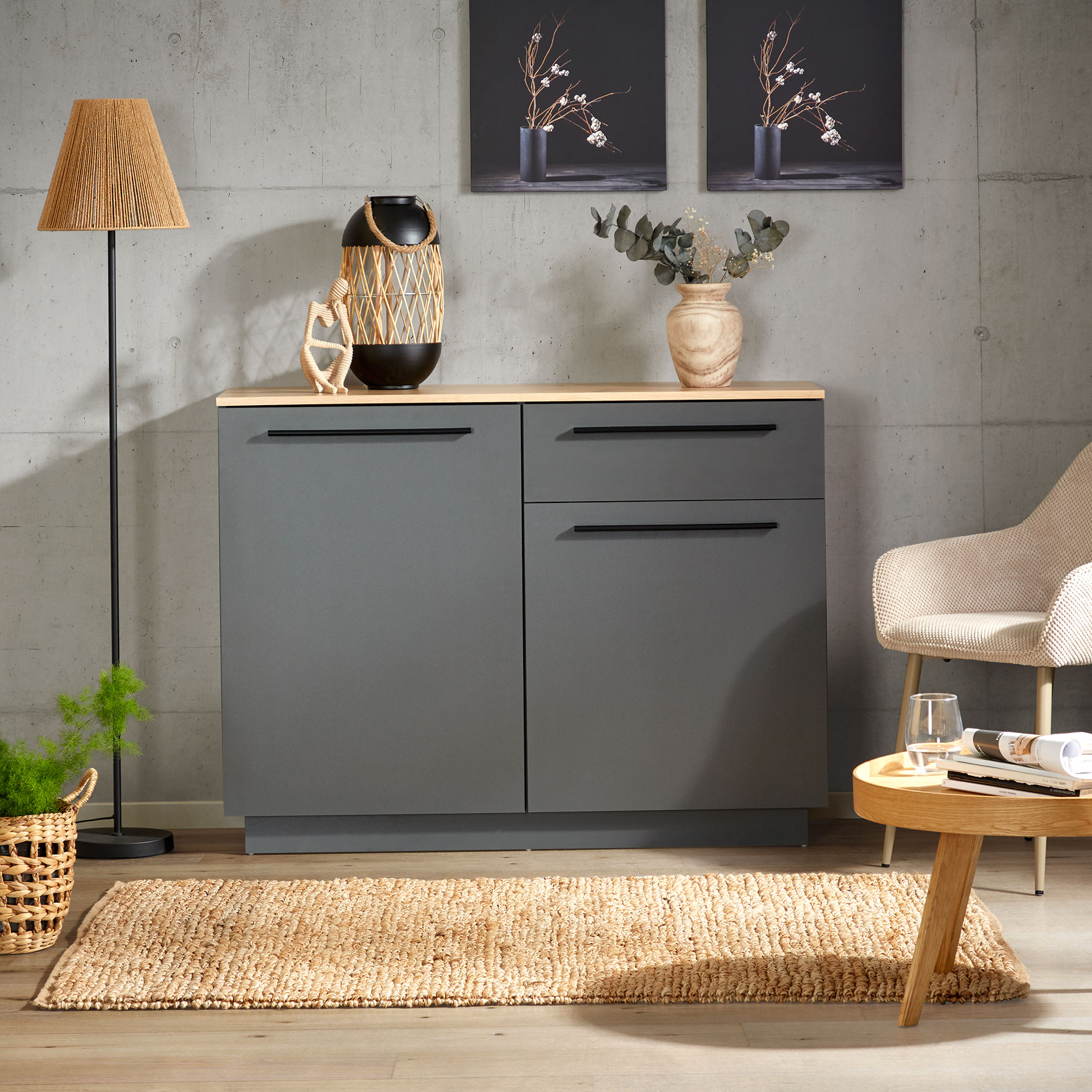 Sideboard - Artisan Eiche - anthrazit - 120 cm