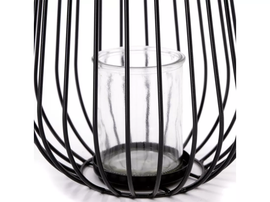 LANTERNE Balto 40x20 cm, métal, avec insert en verre pour lanterne. noir