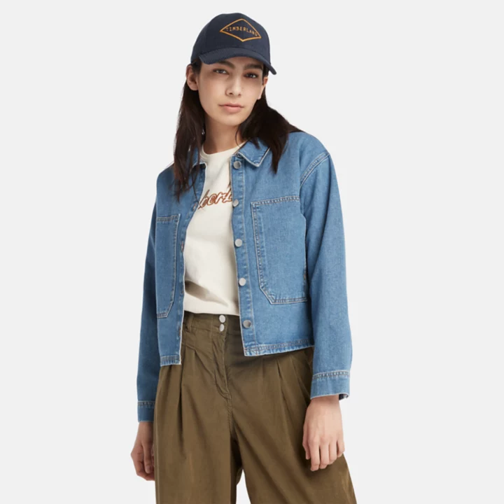 Jaqueta feminina Chore Hemp Denim na cor azul