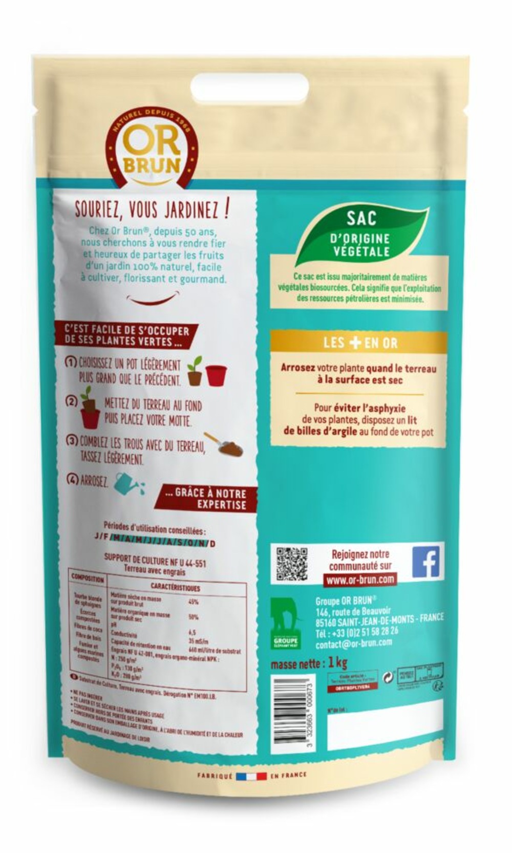 Obrtver4 |terreau plantes vertes | 4l |favorise la croissance