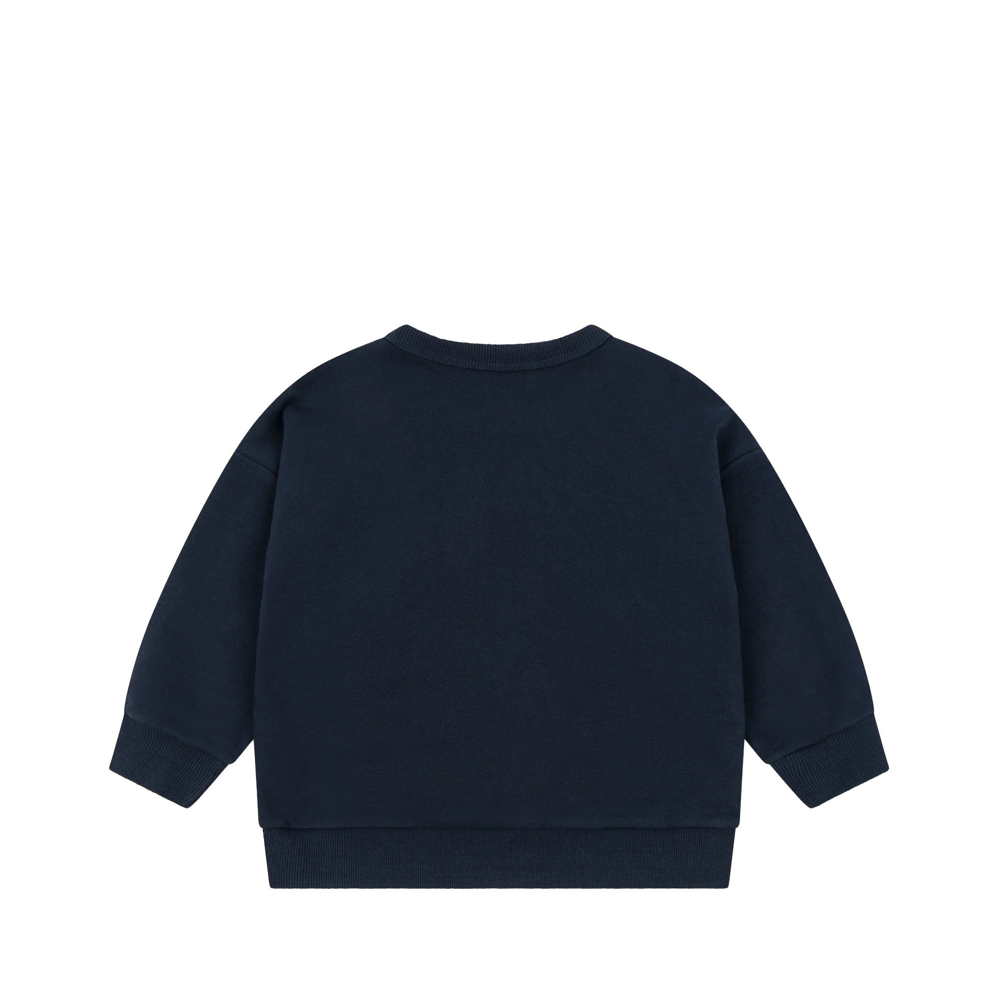 LOU - Sweat col rond brodé en coton bio mélangé| Bleu