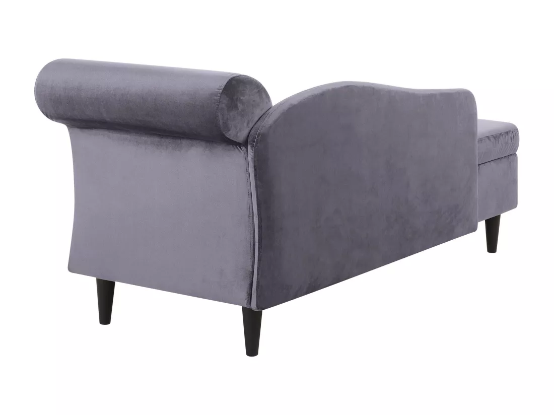 Chaise longue côté droit en velours gris foncé LUIRO