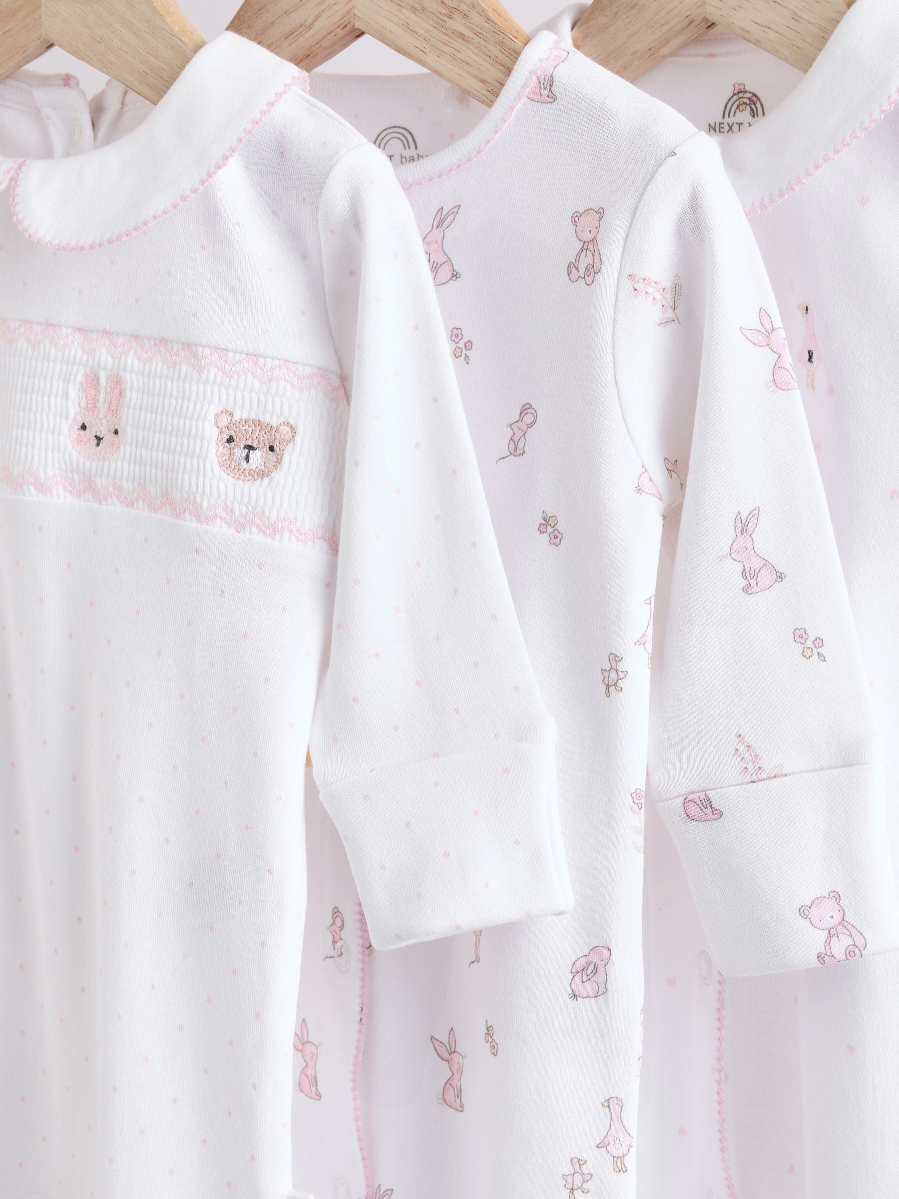 Wit - Set van 3 babypyjama's met kraag (0-2jr)