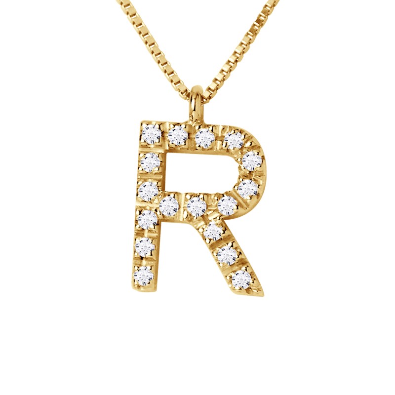Collier ALPHABET Diamants 0,09 Cts  LETTRE 