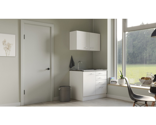 Flex Well mini keuken met apparatuur Lucca 100 cm wit mat gedemonteerd omkeerbaar uitvoering 00011420