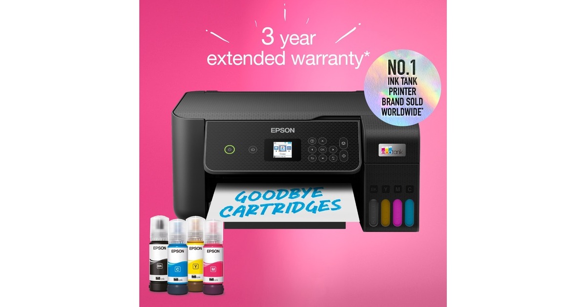 EpsonEcoTank ET-2870 A4 multifunctionele Wi-Fi-printer met inkttank all-in-one inkjetprinter  (Zwart, Scannen, Kopiëren, inclusief tot 3 jaar inkt)