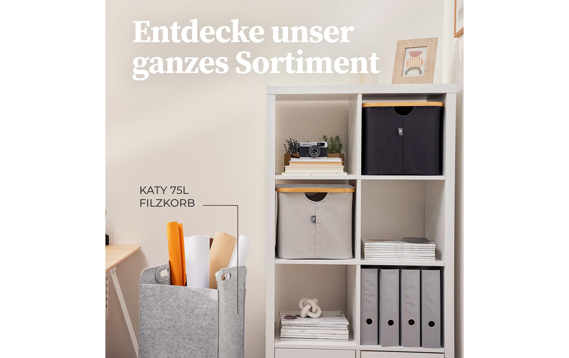 Wäschekorb Adrian 40 l, Grau/NatureFaltbare Aufbewahrungsbox