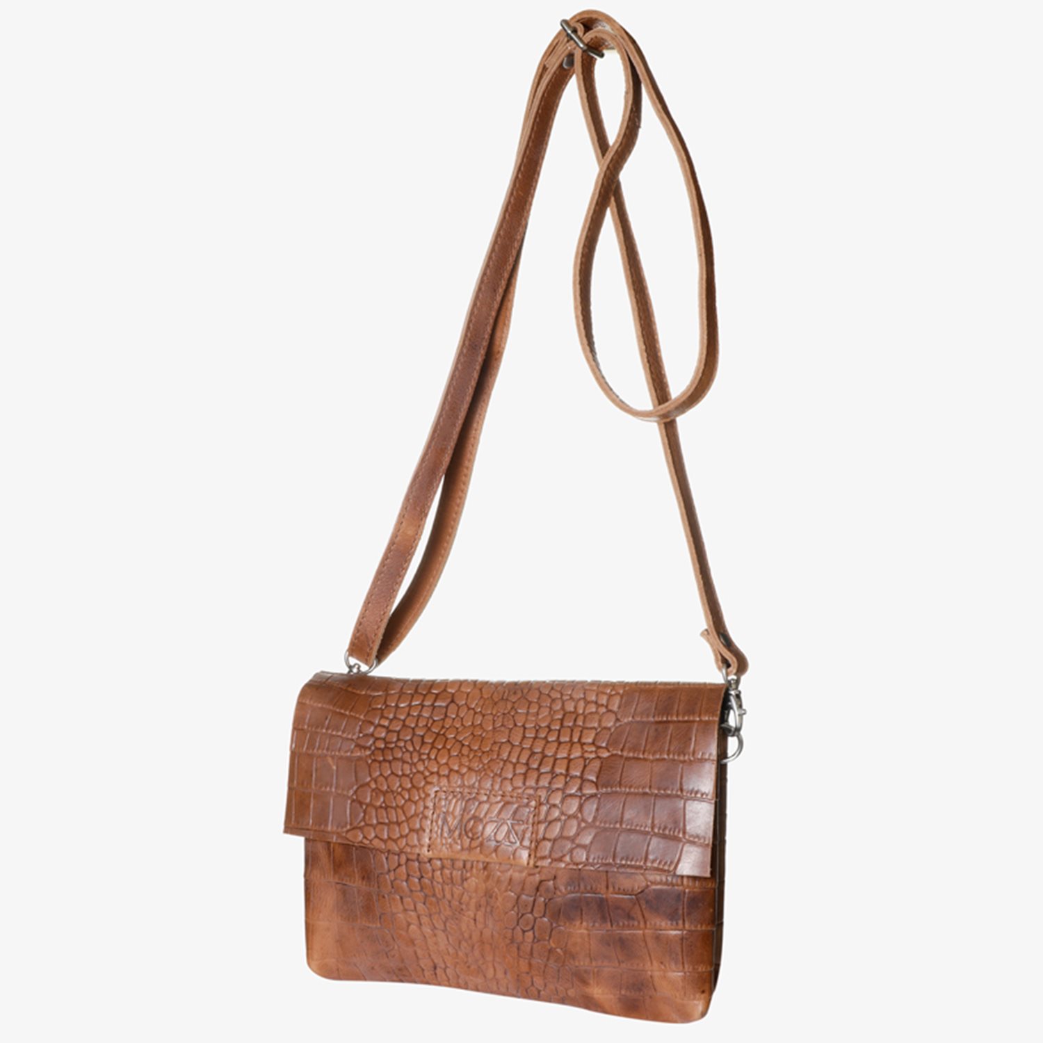 Mozz Luieretui Crossbody croco cognac