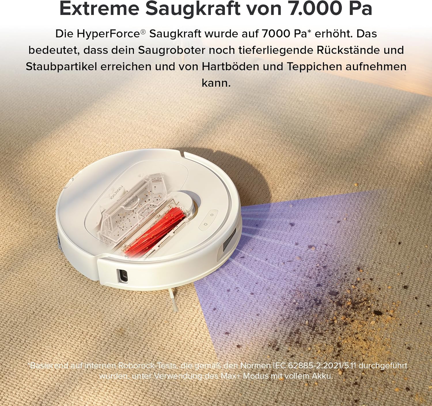 roborock Qrevo Pro Saugroboter mit Wischfunktion&Hebarem Wischmopp, FlexiArm Design Kantenreinigung, 7.000 Pa, 60 °C Heißwasser-Moppwäsche, App-Steuerung (Weiß) (Generalüberholt)