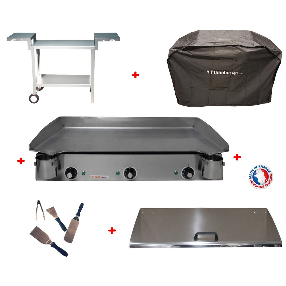 Pack plancha électrique PlanchaElec Lux 830 Inox - Chariot Odéon 830 P