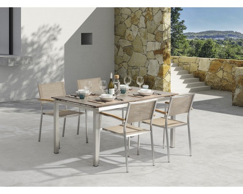 Skye roestvrijstalen tuinmeubelset, 5-delig, beige